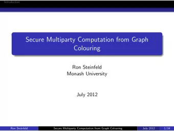 Secure Multiparty Computation from Graph  Colouring  Ron Steinfeld  Monash University  July 2012