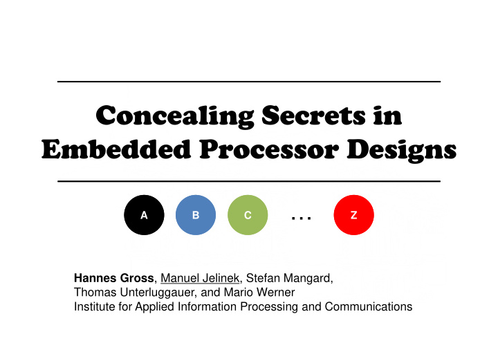 concealing secrets in embedded processor designs