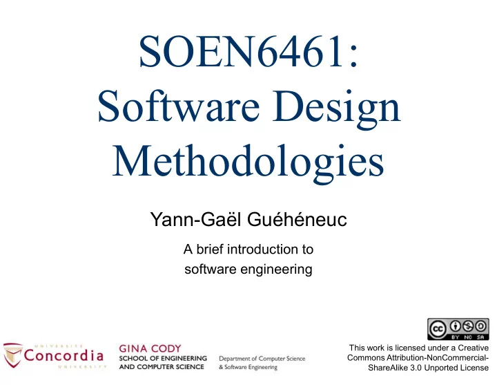 soen6461 software design methodologies