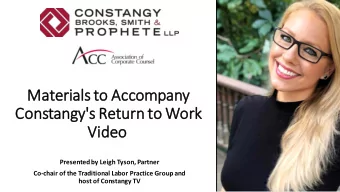 Ma  Mate  teri  rial  als to  to Accompan  any  Constan  angy's Re  Retu  turn  rn to  to Work  rk