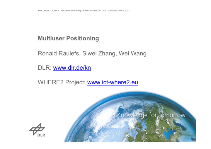 multiuser positioning ronald raulefs siwei zhang wei wang