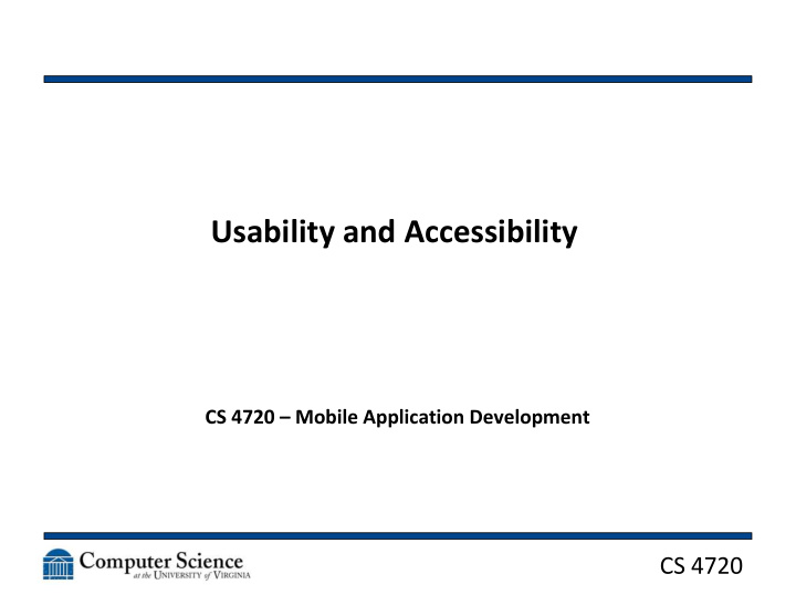 usability and accessibility
