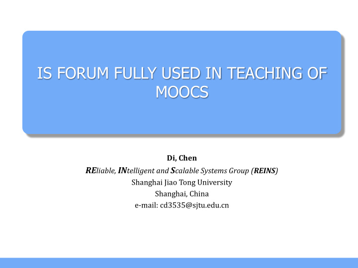 is forum fully used in teaching of