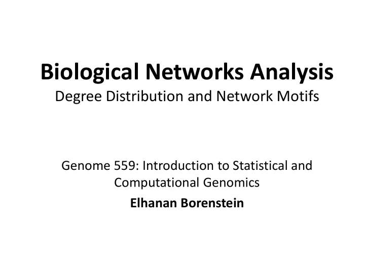 biological networks analysis