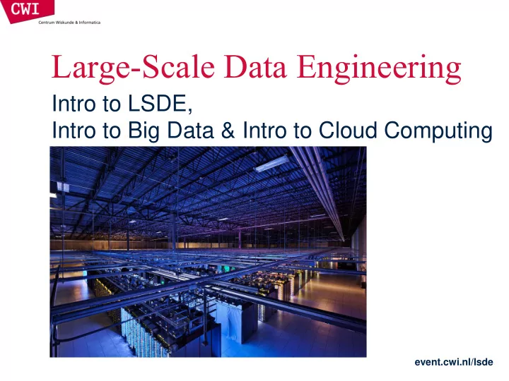 large scale data engineering