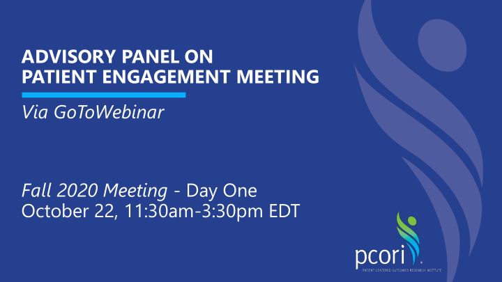 advisory panel on patient engagement meeting via