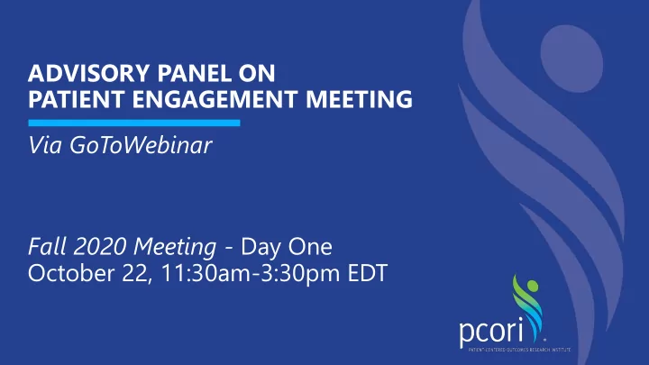 advisory panel on patient engagement meeting via