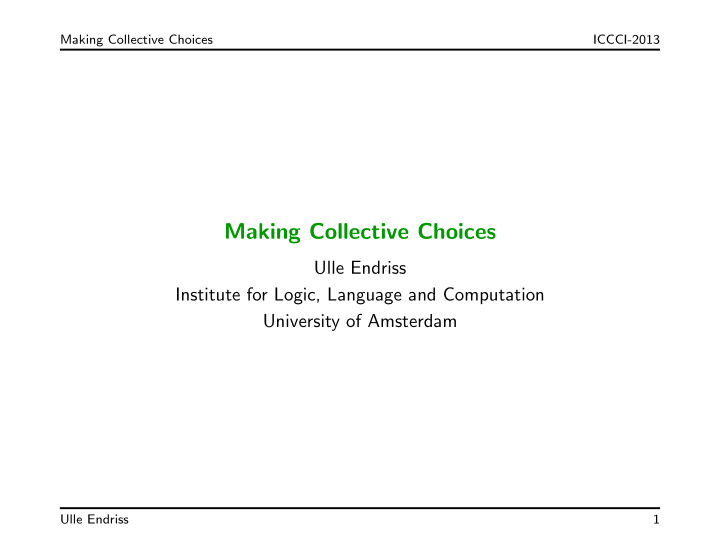making collective choices