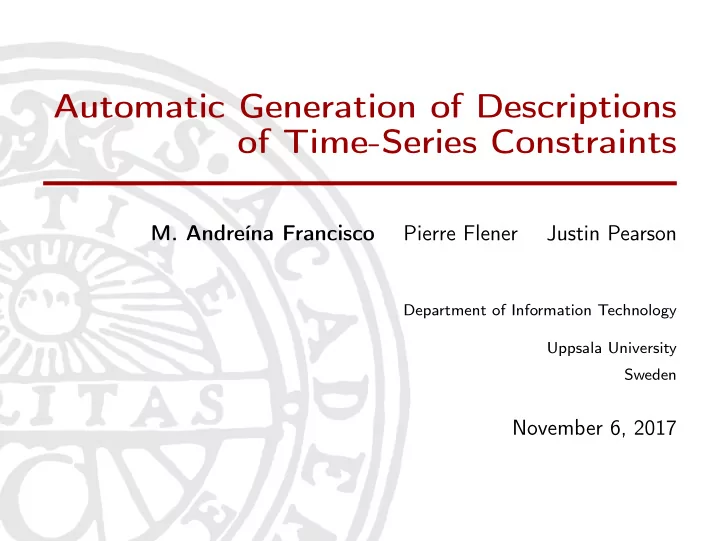 automatic generation of descriptions of time series