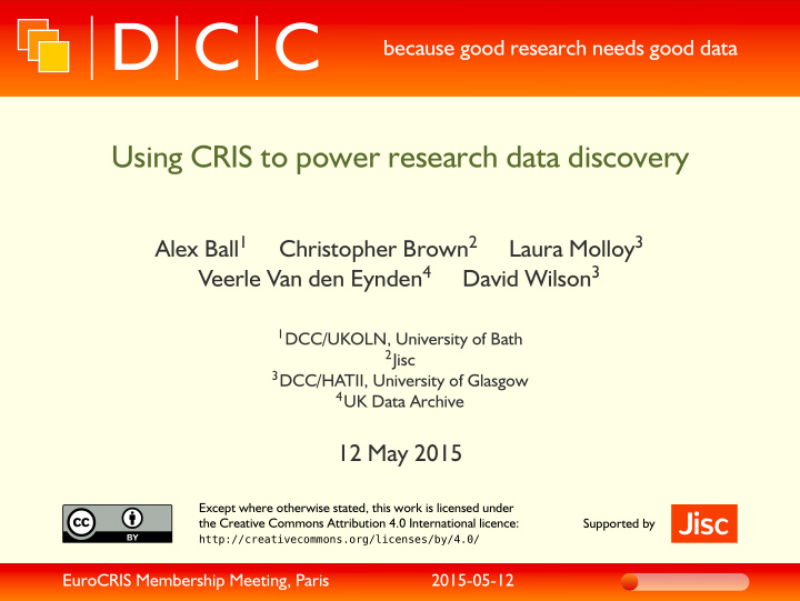 using cris to power research data discovery