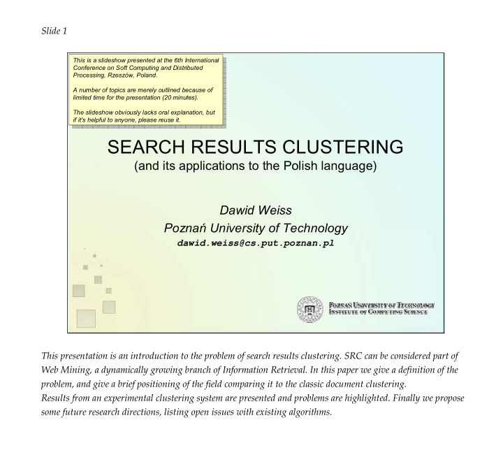 search results clustering