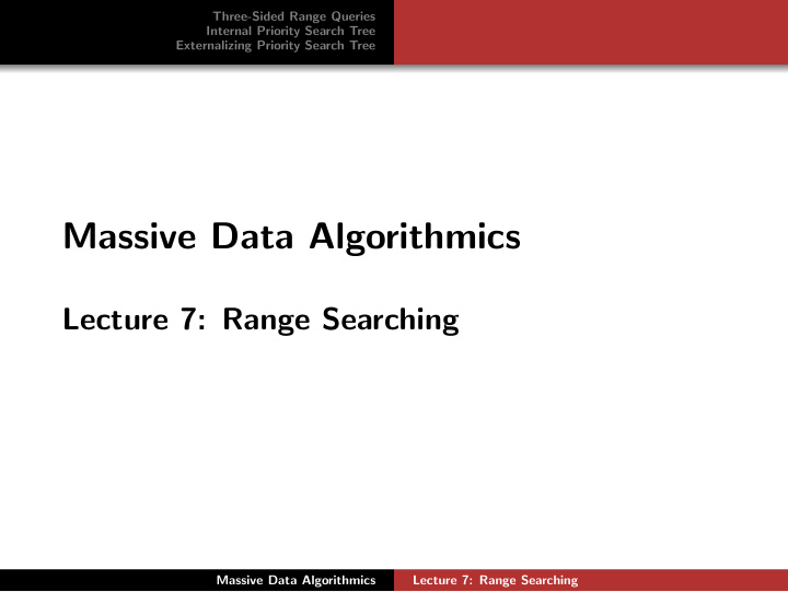 massive data algorithmics