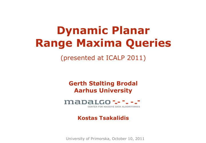 range maxima queries