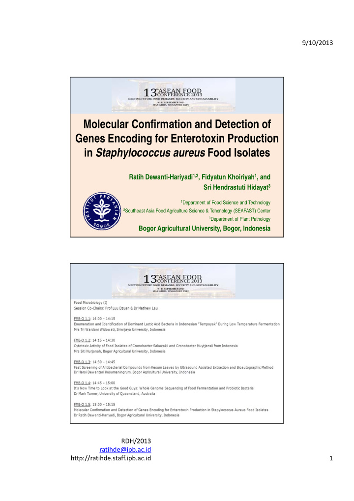 molecular confirmation and detection of genes encoding