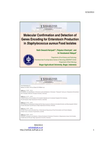 Molecular Confirmation and Detection of  Genes Encoding for Enterotoxin Production in