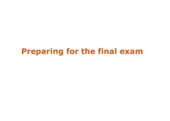 Preparing for the final exam  Exam material  UI Programming: Widgets, Events, Listeners,