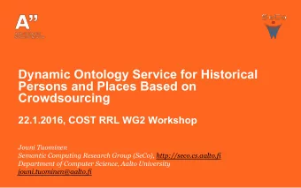 Dynamic Ontology Service for Historical  Persons and Places Based on  Crowdsourcing  22.1.2016,