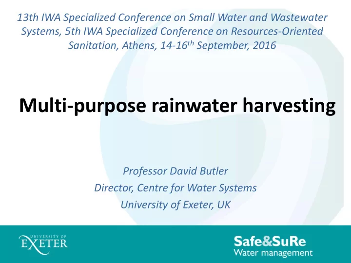 multi purpose rainwater harvesting