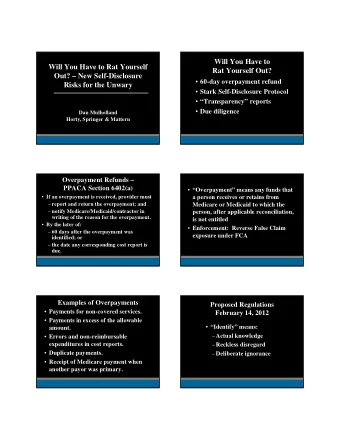Will You Have to  Will You Have to Rat Yourself  Rat Yourself Out?  Out?  New Self-Disclosure