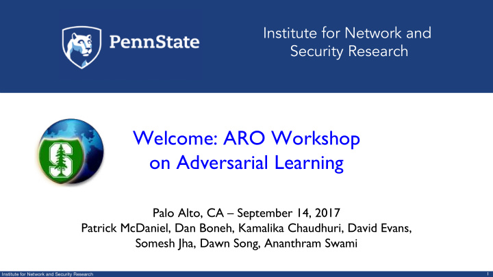 welcome aro workshop on adversarial learning