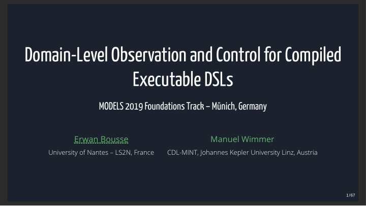 domain level observation and control for compiled