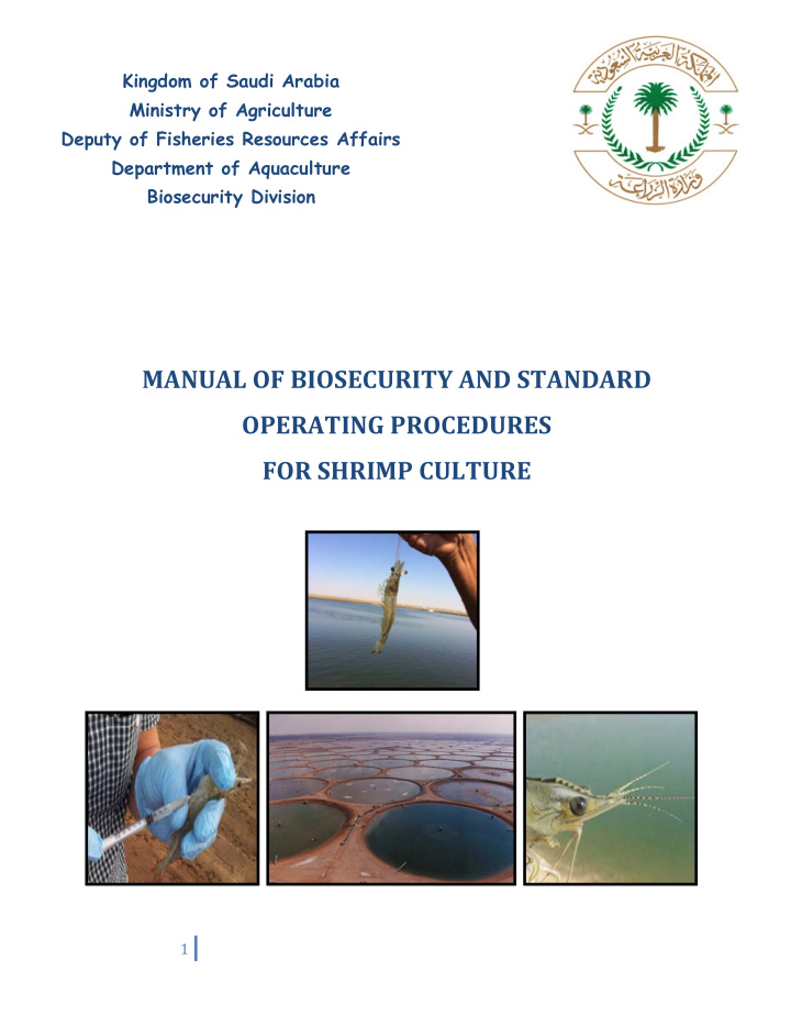 manual of biosecurity and standard operating procedures