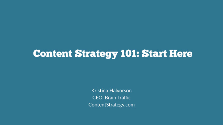 content strategy 101 start here
