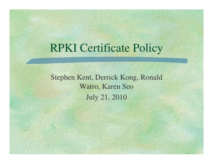 rpki certificate policy