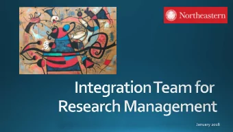 January 2018  Vision:  Building a World Class Research Infrastructure  Adequate, Sustainable