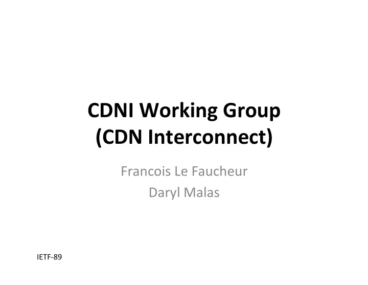 cdni working group cdn interconnect