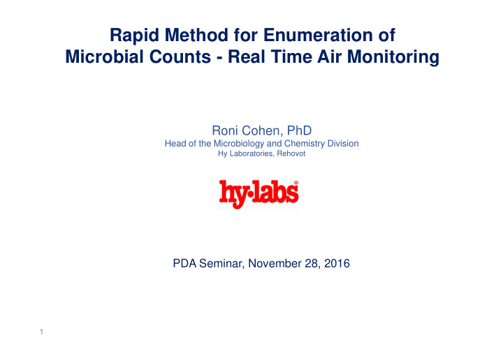 rapid method for enumeration of