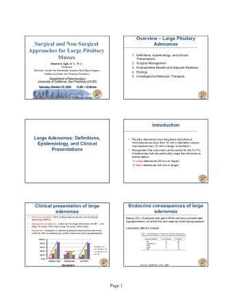 Surgical and Non-Surgical  Adenomas  Approaches for Large Pituitary 1. Definitions, Epidemiology,