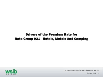 Drivers of the Premium Rate for  Rate Group 921 - Hotels, Motels And Camping  2011 Premium Rates -