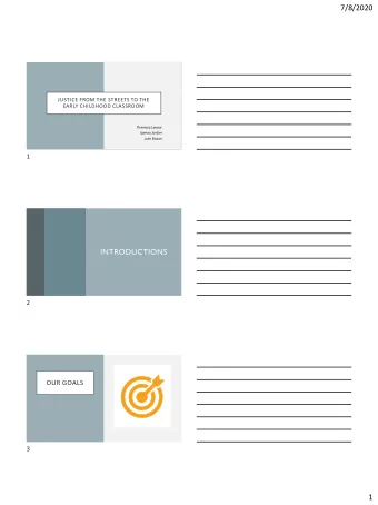 7/8/2020  JUSTICE FROM THE STREETS TO THE  EARLY CHILDHOOD CLASSROOM  Theressa Lenear  Ijumaa