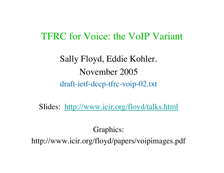 tfrc for voice the voip variant