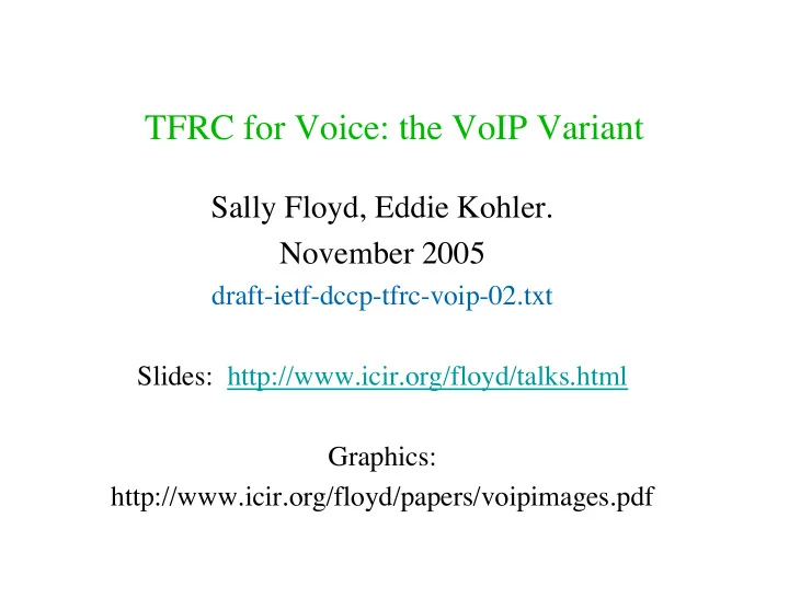 tfrc for voice the voip variant