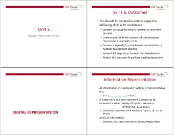 Skills &amp; Outcomes  You should know and be able to apply the  following skills with