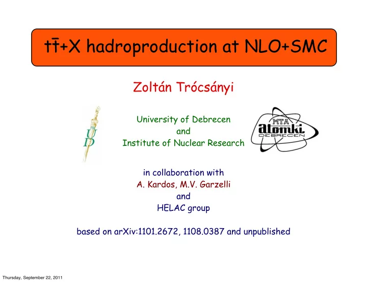 tt x hadroproduction at nlo smc