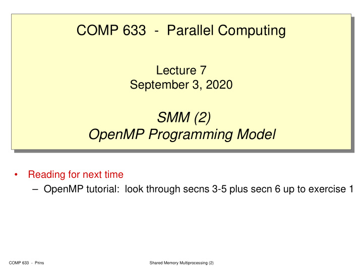 comp 633 parallel computing