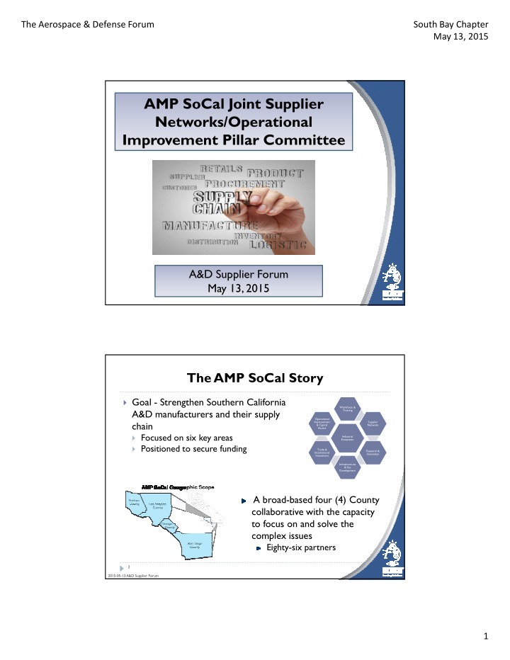 amp socal joint supplier networks operational improvement