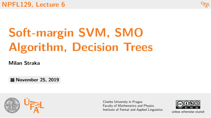 soft margin svm smo algorithm decision trees
