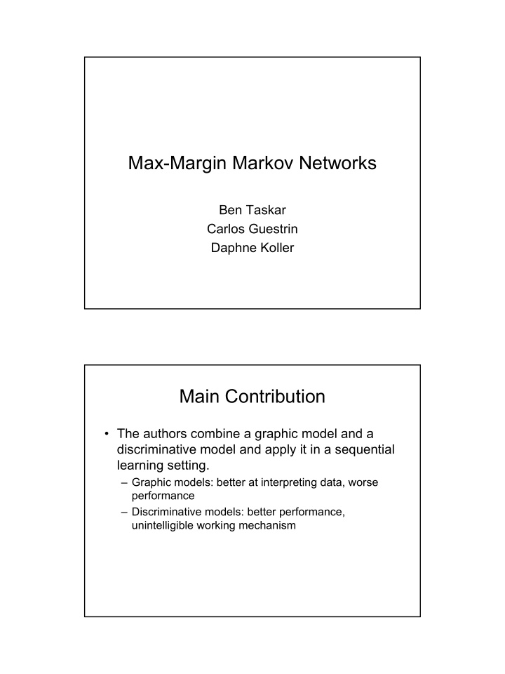 max margin markov networks