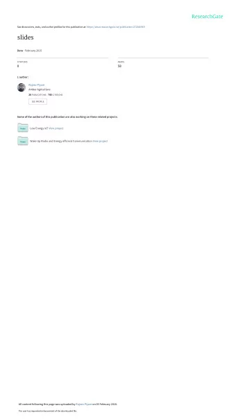 slides Data  February 2015  CITATIONS  READS  0  58  1 author:  Rajeev Piyare  Amber Agriculture