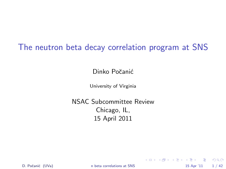 the neutron beta decay correlation program at sns