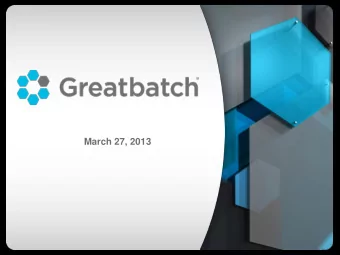 March 27, 2013  Cautionary Statement  This presentation contains forward-looking statements, refers