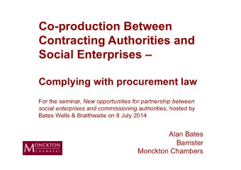 Co-production Between  Contracting Authorities and  Social Enterprises  Complying with