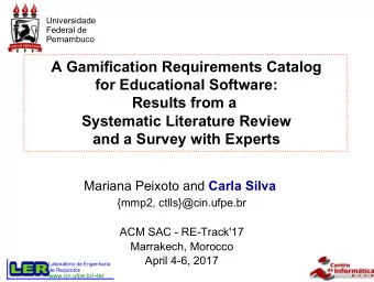 A Gamification Requirements Catalog  for Educational Software:  Results from a  Systematic