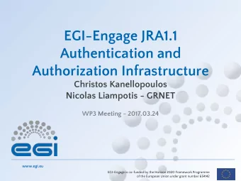 EGI-Engage JRA1.1  Authentication and  Authorization Infrastructure  Christos Kanellopoulos