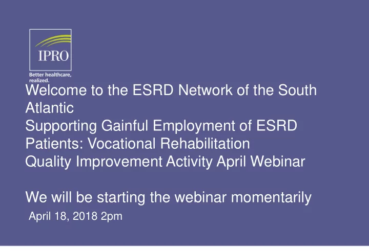 welcome to the esrd network of the south atlantic