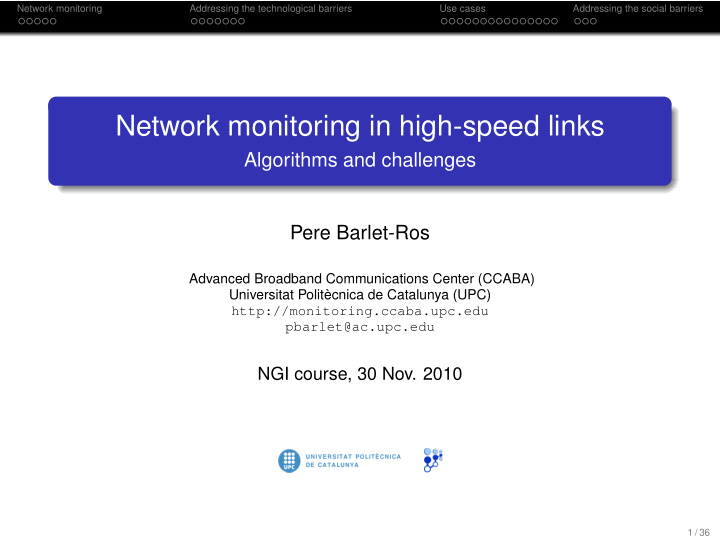 network monitoring in high speed links